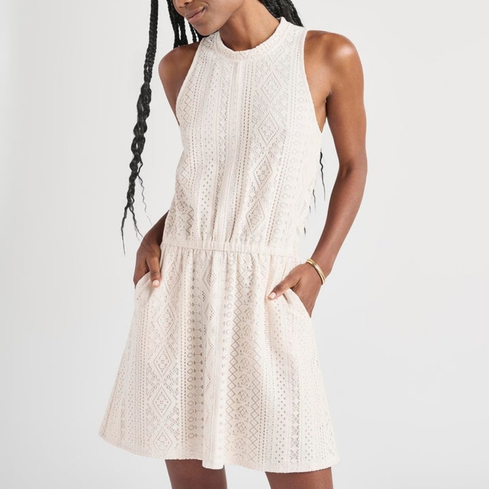 Splendid Paola Crochet Dress Size L White Sand NWT